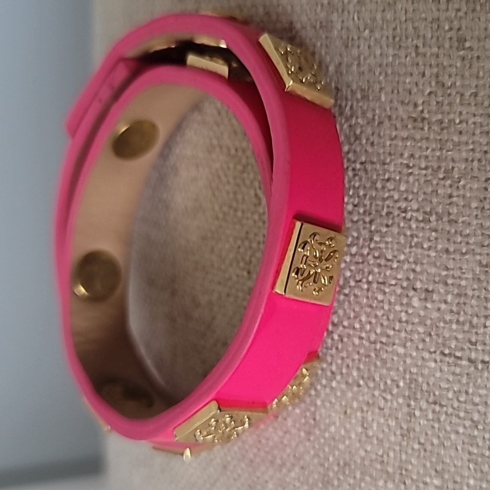 Rustic Cuff Pink Patent Double Wrap Bracelet Meag… - image 7